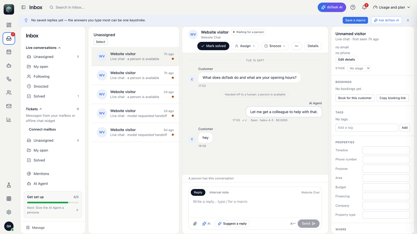 The doTask inbox inside Shopify admin
