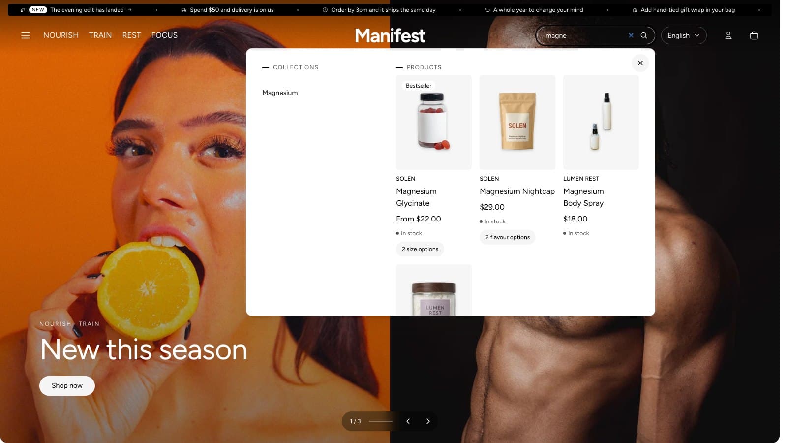 Search suggestions while typing: matching collections and products