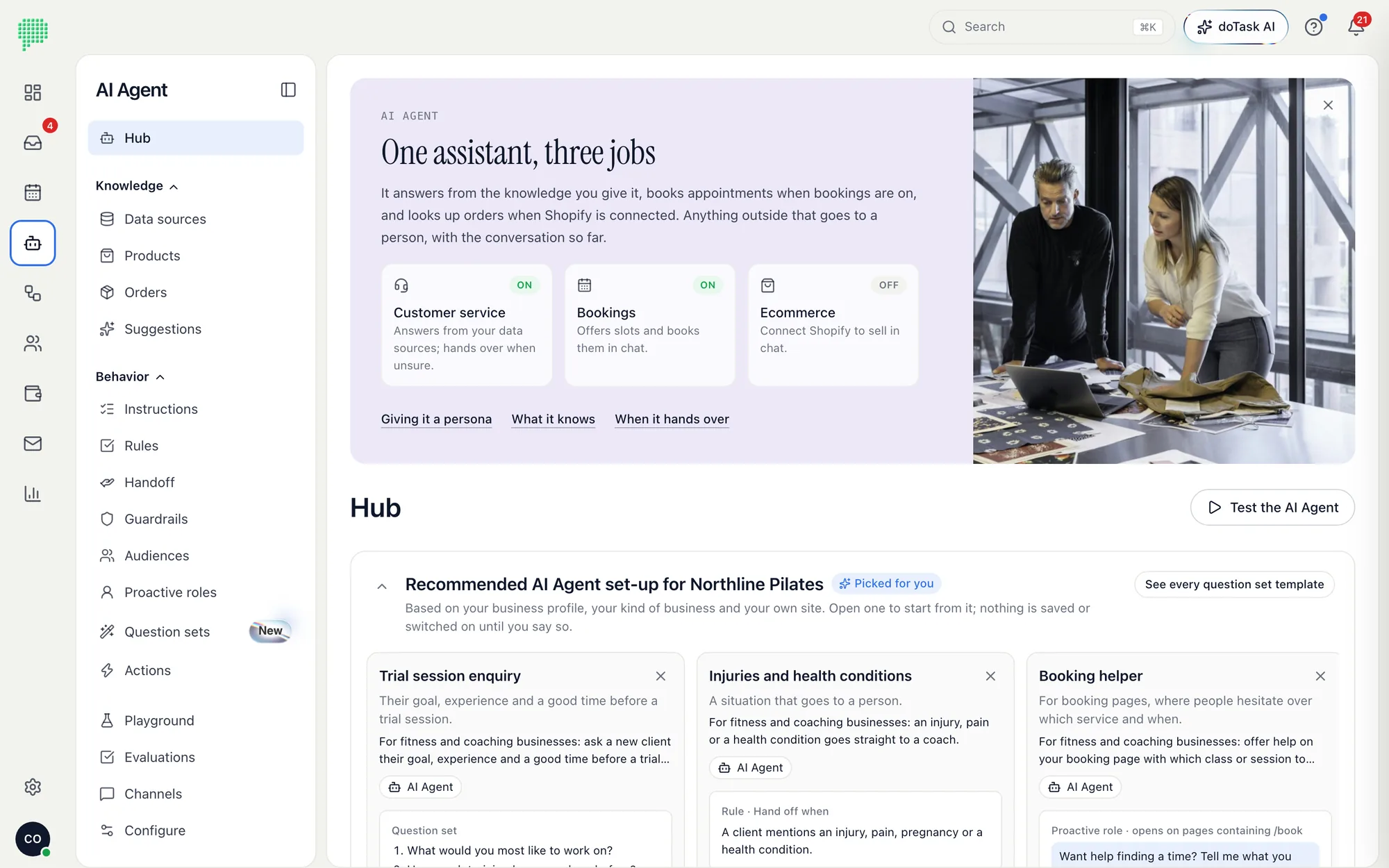 The AI Agent hub: what it does, what it knows and the set-ups recommended for the business